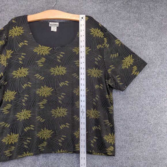 Western Connection II Women's Knit Top Black Yellow Plus Size 3X Short Sleeve - Picture 10 of 12